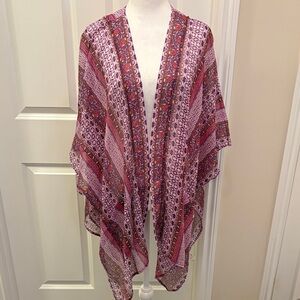 Arizona Jean Company Pink and violet Patterned Kimono with Pockets Large